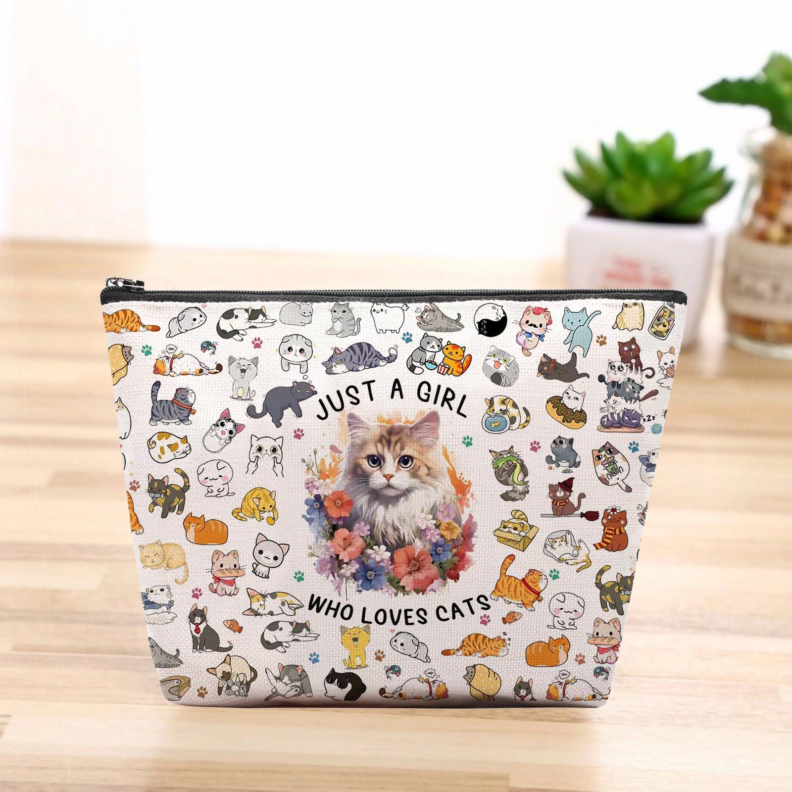 CEASQVAA Cat Gifts for Cat Lovers Makeup Bag, Cat Lover Gifts for Women, Cat Themed Gifts,Cat Mom Gifts for Women, Birthday Christmas Gifts for Cat Mom Cat Lovers, Cat Gift Cosmetic Toiletry Pouch Bag