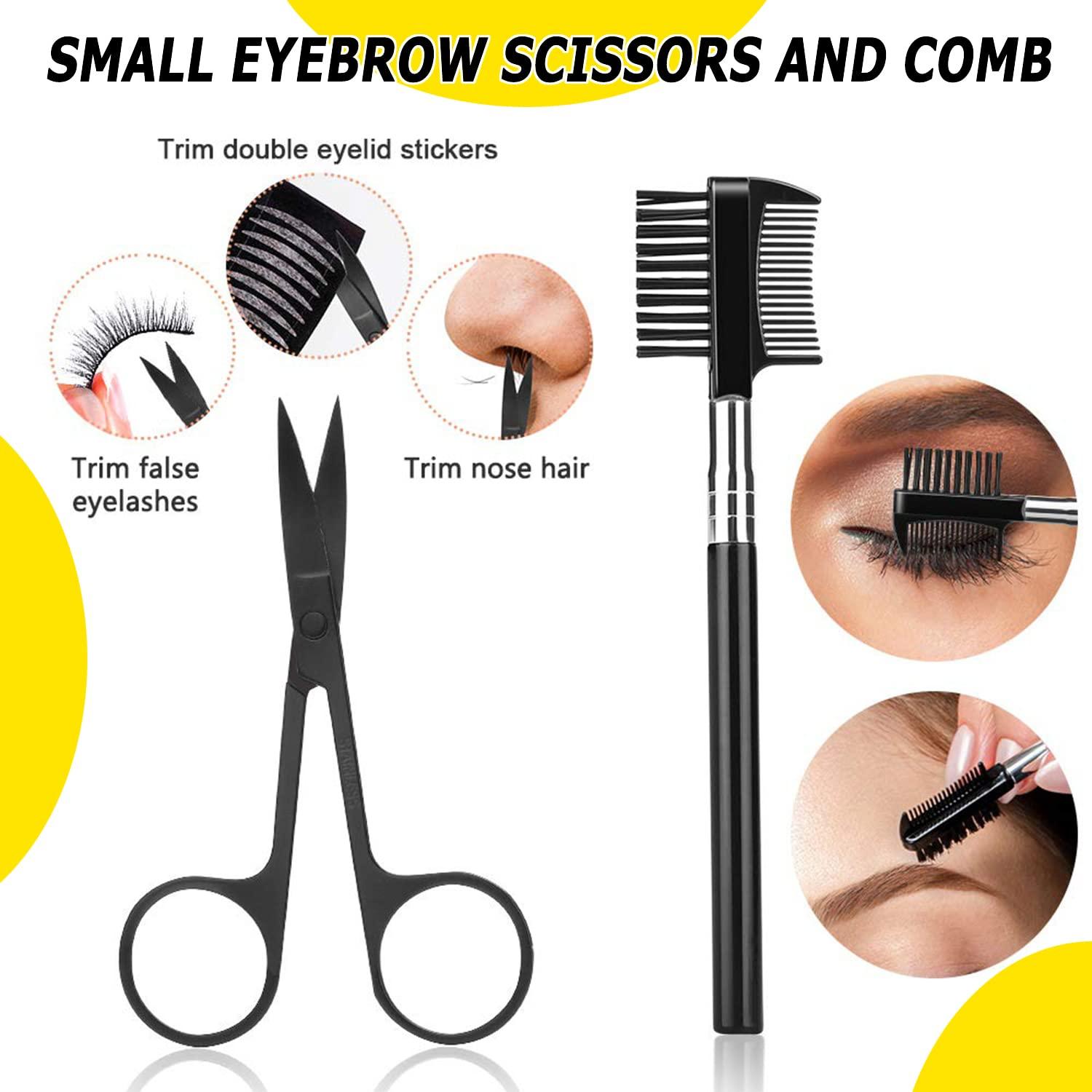 ONEUPIN 8 In 1 Eyebrow Grooming Kit, Multipurpose Exfoliating Dermaplaning Tool, Male And Female Facial Razor Facial Trimming Razor Eyebrow Brush Scissors Tweezers Tool