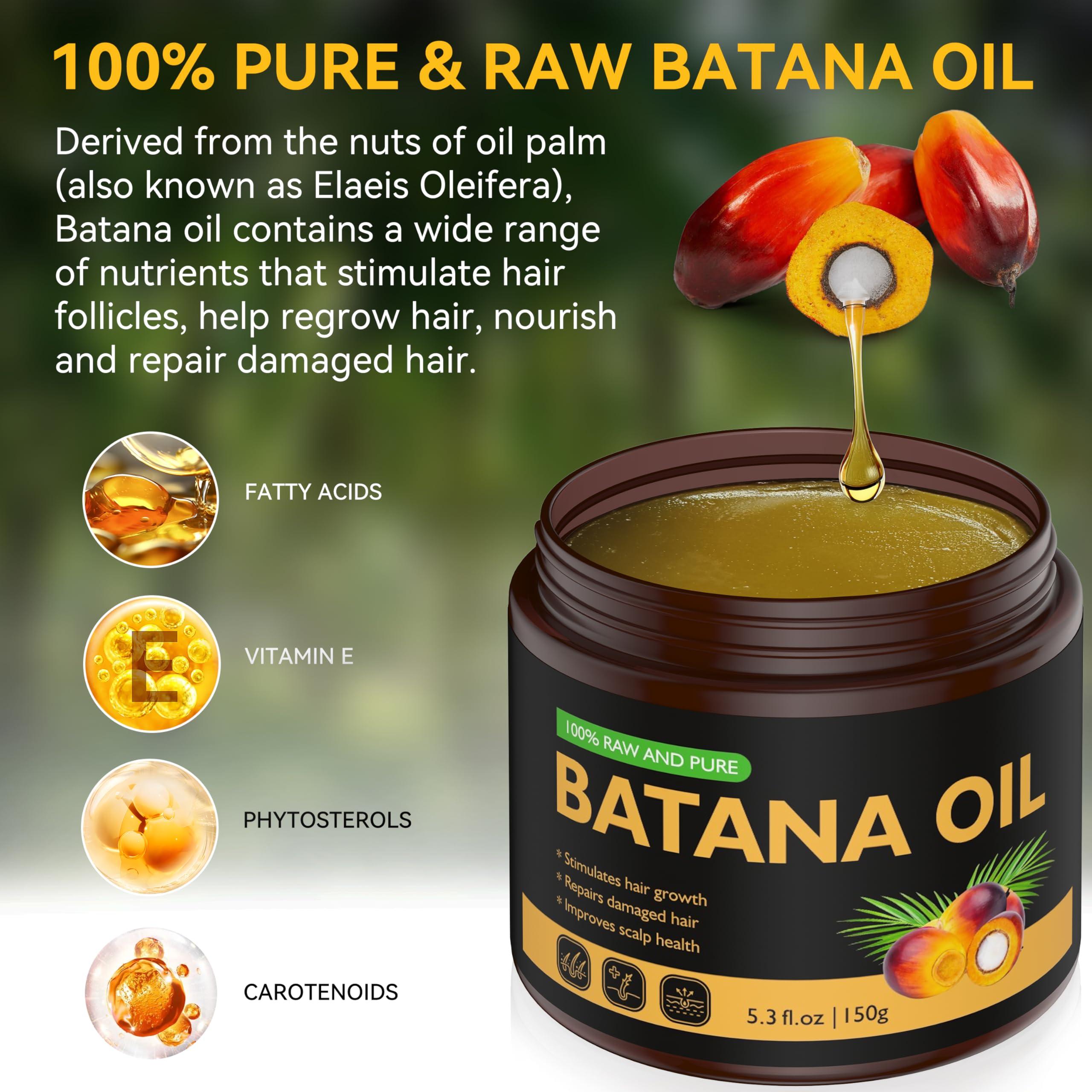 Veakoo Raw Batana Oil for Hair Growth, 100% Natural Pure, Dr. Sebi Organic Batana Oil from Honduras, Unrefined Hair Growth Oil for Women Men, Prevent Hair Loss, Repair Damaged Hair, Nourish Scalp 5.3 oz