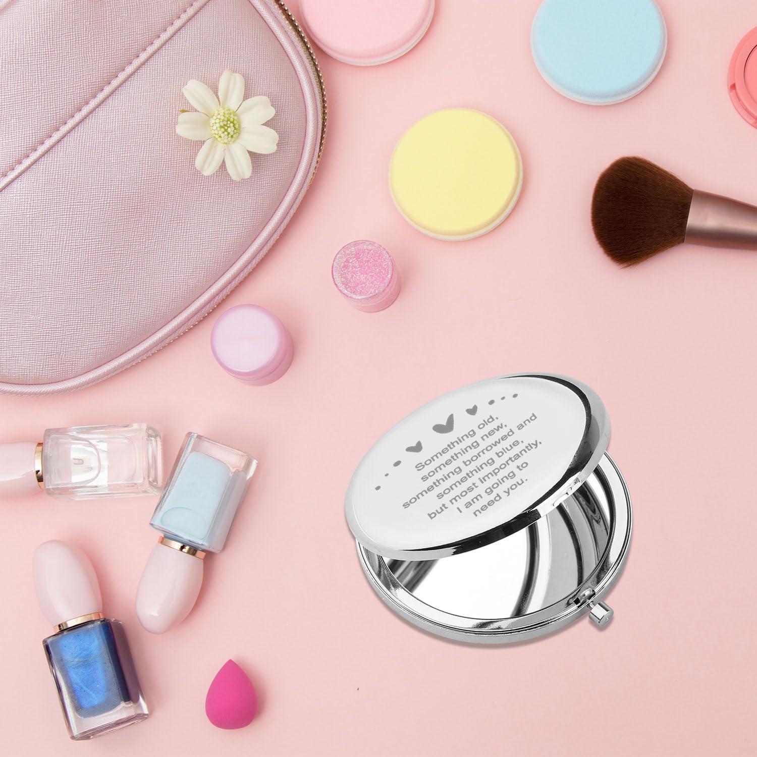 PLITI PLITI Bridesmaid Compact Mirror Maid of Honor Proposal Gift Matron of Honor Wedding Gift Bridal Shower Pocket Mirror (Something Need You CM)