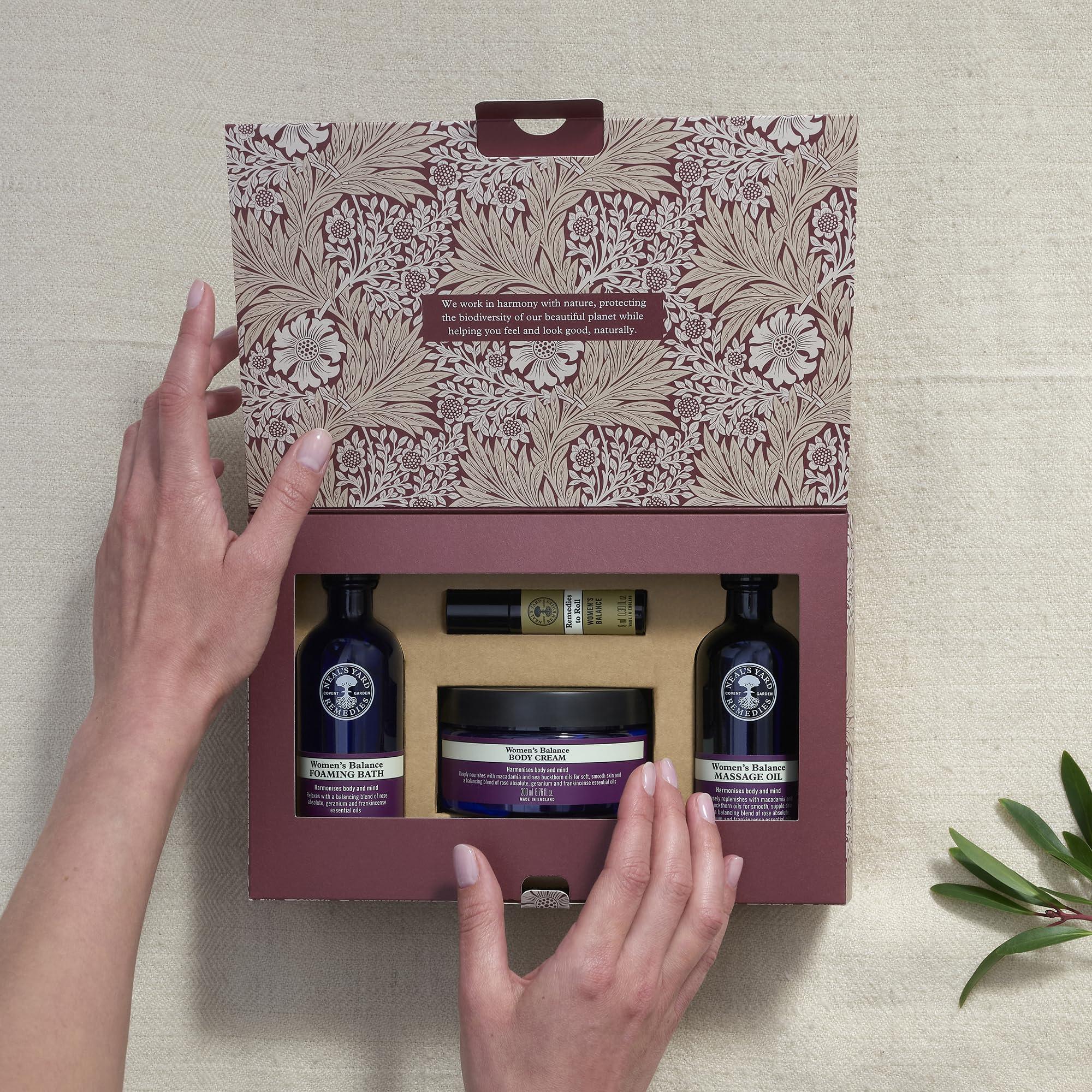 Neal\'s Yard Remedies Neal\'s Yard Remedies Balance Harmonising Collection for Women, Foaming Bath, Massage Oil, Body Cream & Balance Roll-On, Vegan & Cruelty-Free