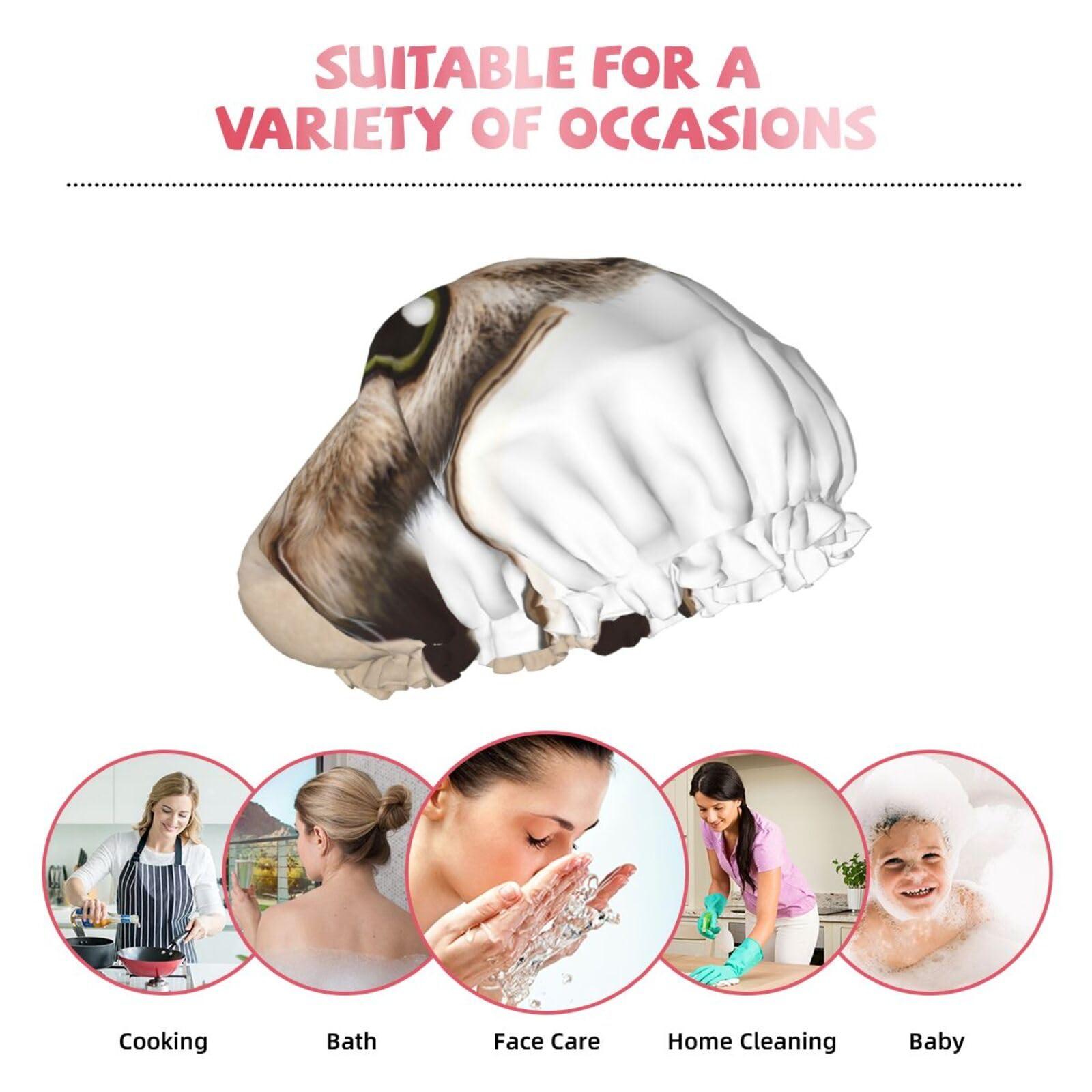 PAILON Funny Cat Large Shower Cap For Women Men Reusable Shower Caps Waterproof Shower Cap For Braids & Long Hair shower bonnet with PEVA lined&Elastic Band Fashion showercap