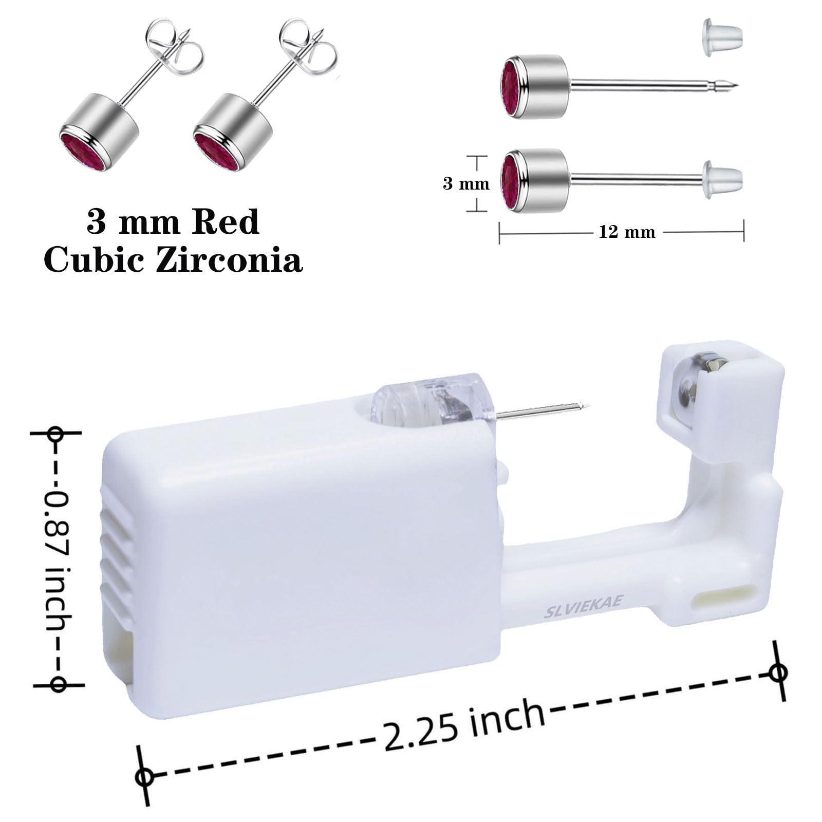 SLVIEKAE Ear Piercing Kits Disposable Ear Piercing Gun Kits No Pain Easy Use Ear Piercing Gun Kit Tool with Multi-Sized Gold Silver CZ Earring Studs (Red)