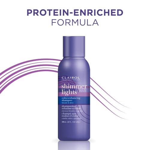 Clairol Professional Clairol Professional Shimmer Lights Purple Shampoo, 2 fl. Oz | Neutralizes Brass & Yellow Tones | For Blonde, Silver, Gray & Highlighted Hair (Pack of 2)