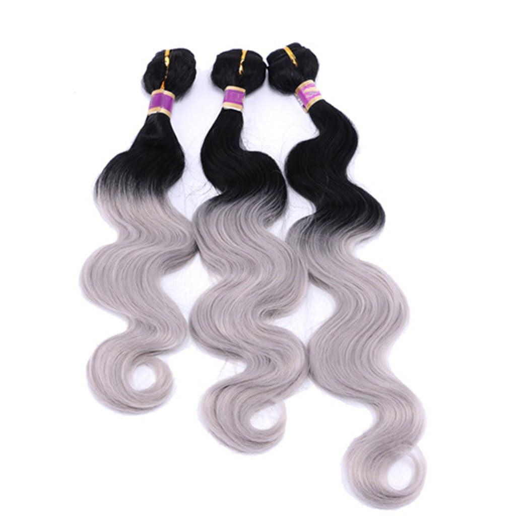 Azedssw Synthetic Bundle Weave Body Wave Hair Bundles Synthetic Hair Weave 16-20Inches 3Bundles/Lot Ombre Hair