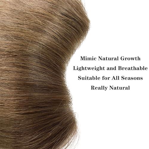Voloria Voloria Frontal Hairpiece for Women Human Hair Extensions Forehead Hairline PU Skin Toppers Hair Replacement Toupee (1.18x6.69 Inch, 7 Light Brown Color)