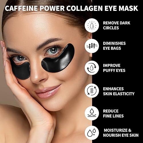 ROUSE ROUSE Collagen Under Eye Patches with Caffeine Eye Treatment Mask for Dark Circles Eye Fatigue Puffiness Refreshing Revitalizing Skin Care Eye Gel Pads-20 Pairs