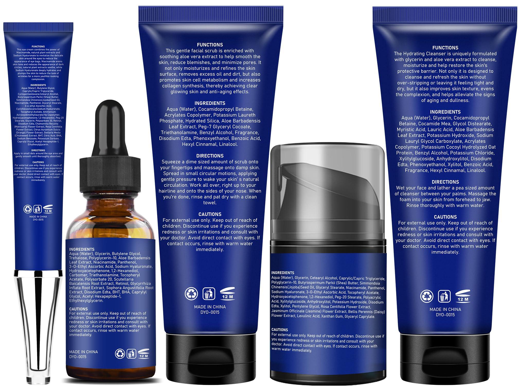 DOYEEWO Skin Care for Men,Professional Mens Skin Care Set for Hydrating,Anti-Aging & Wrinkle Facial Skin Care Routine Kit,Christmas Valentines Fathers Birthday Gifts for Men Him Dad Father Boyfriend Husband