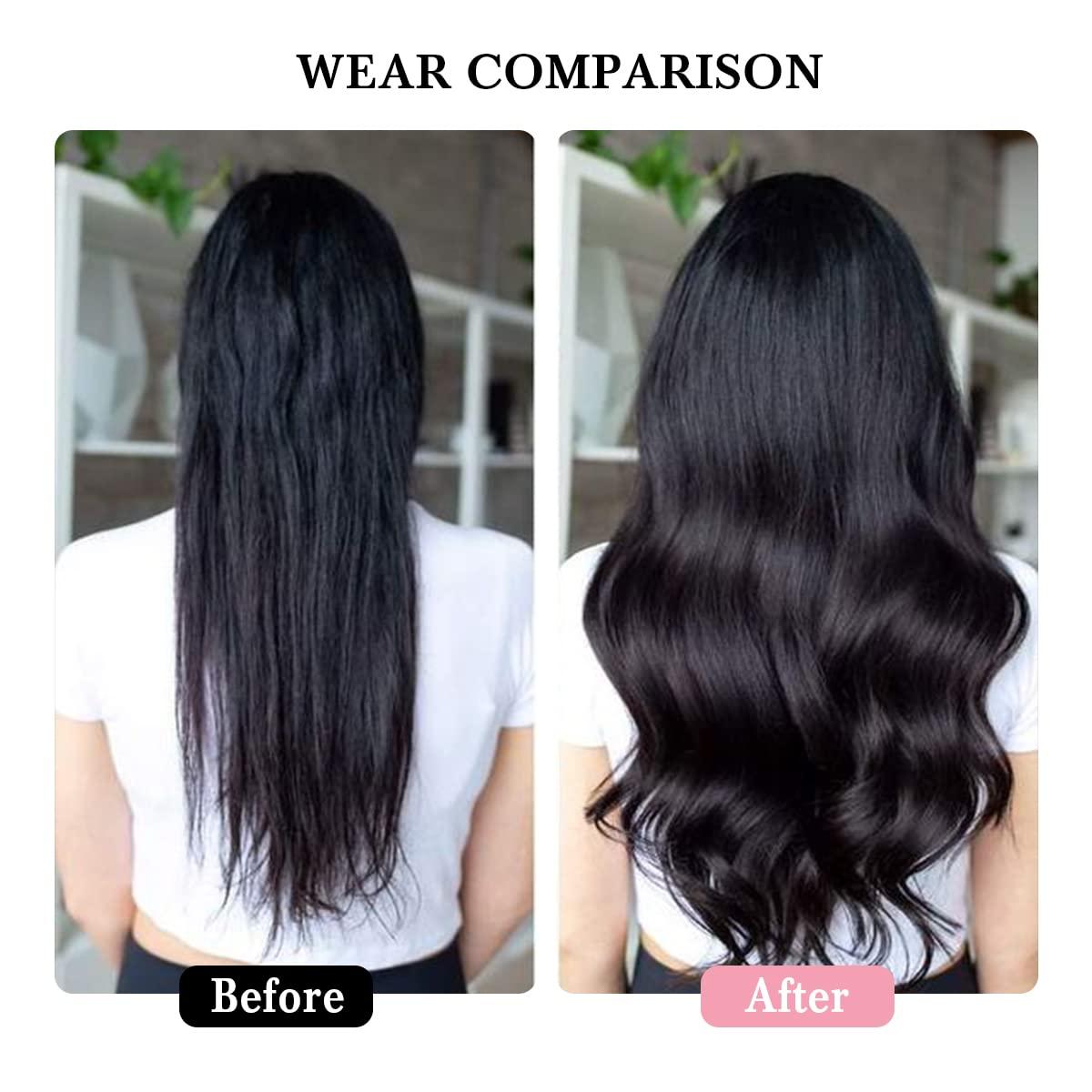 Tuquqe Clip in Hair Extensions Real Human Hair Clip ins Human Hair Extensions for Women Invisible Natural Straight Seamless Clip on Hair Extensions 8pcs Double Weft 75g (#1 Jet Black, 22 Inch)