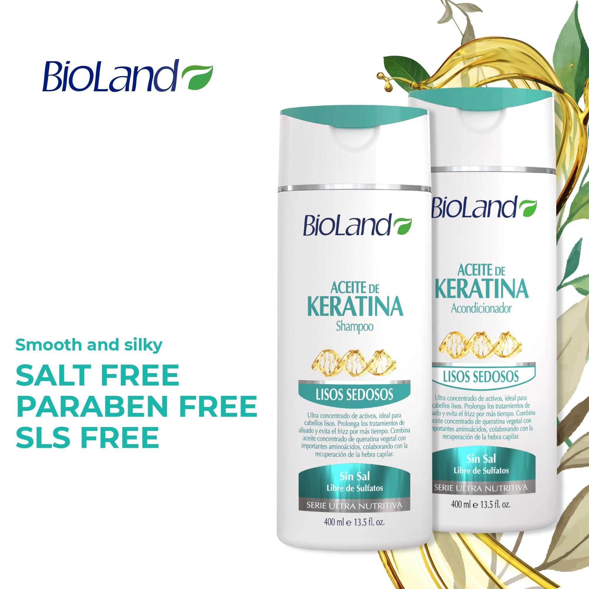 Bioland Bioland Keratin Oil Shampoo and Conditioner Bundle - Ultra-Concentrated Hair Care for Treated & Straight Hair (13.53 fl oz each)