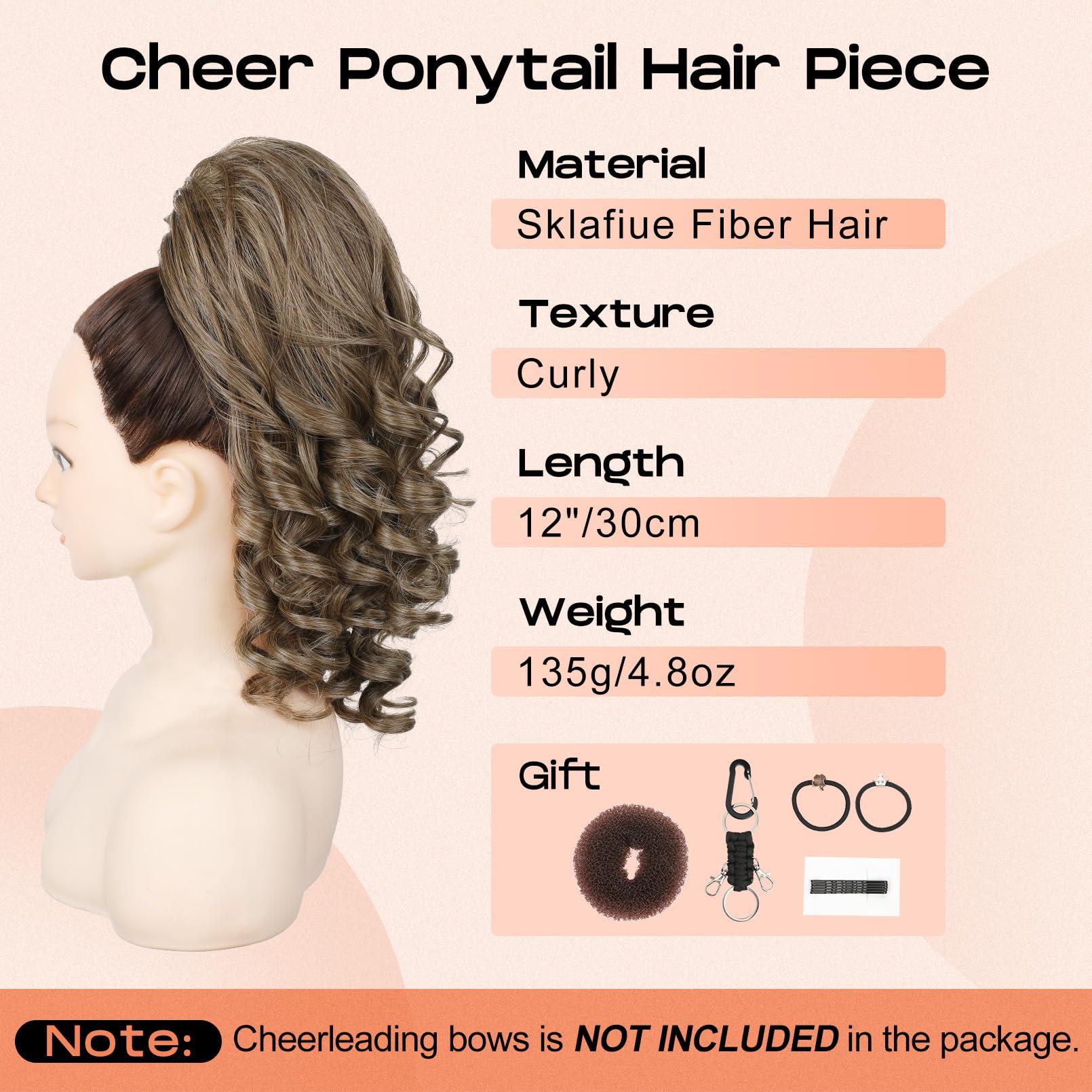 SEIKEA SEIKEA Cheer Ponytail Hair Piece, 12\" Ash Blonde Curly Cheerleader Hairpiece Ponytail Extension for Cheerleader Competition, Dance