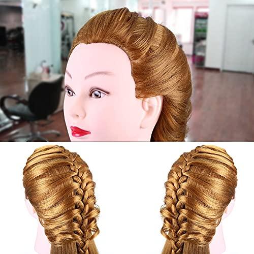 Cimenn Hair Practice Manikin Head, Makeup Mannequin Head Long Straight Hair Dresser & Practice Long Training Head Golden Synthetic Hair with 40% Real Hair Braiding Manikin Head Doll Cosmetology Head
