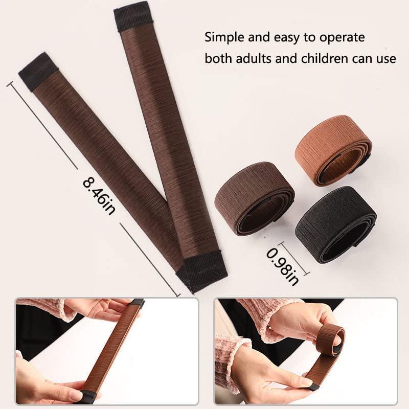 MYEAST MYEAST 3-Piece Women\'s Hair Bun Maker Kids Ballerina Bun Shaper,French Donut Hair Fold Wrap Snap(1 Light Brown-1 brown-1 black