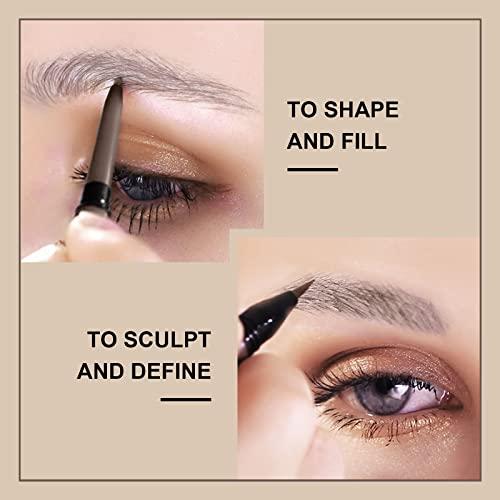 Music Flower Music Flower 3 Pcs Eyebrow Pencil Set, with 2 Dual Ended Waterproof & Long Lasting Liquid Eyebrow Pen and with 1 Eyebrow Brush, Chestnut