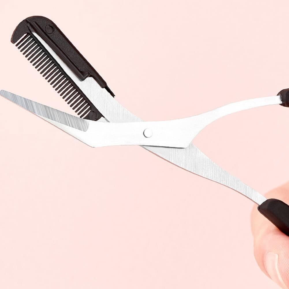 vipolish 1PCS Professional Precision Eyebrow Trimmer Men Eyebrow Shear Scissors With Comb and Non Slip Finger Grips Eyelash Hair Scissors Cutter Remover Tool Eyebrow Grooming Tool