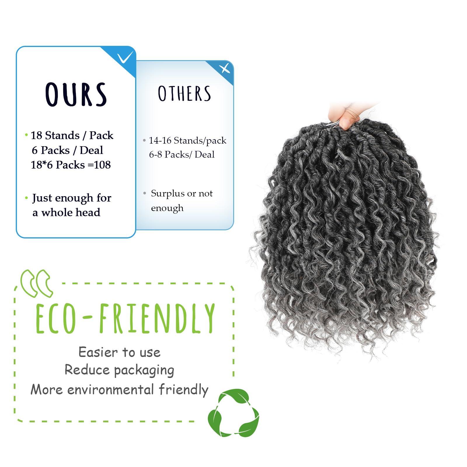 Forevery Forevery Faux Locs Crochet Hair 12 Inch Goddess Locs Crochet Hair 6 Packs PreLooped Crochet Hair for Black Women Grey Crochet Locs with Curly Ends