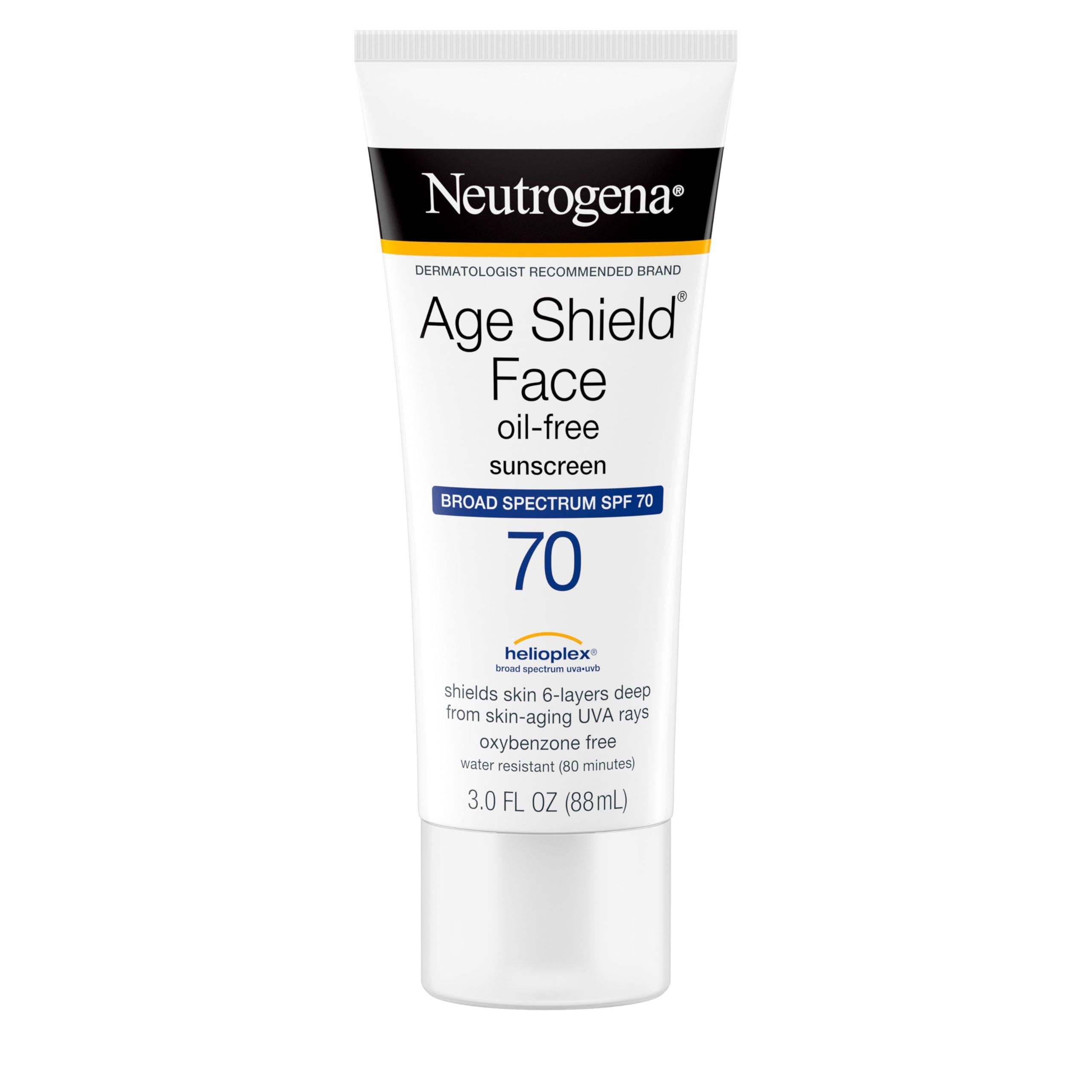 Neutrogena Neutrogena Age Shield Anti-Oxidant Face Lotion Sunscreen with Broad Spectrum SPF 70, Oil-Free & Non-Comedogenic Moisturizing Sunscreen to Prevent Signs of Aging, 3 fl. oz