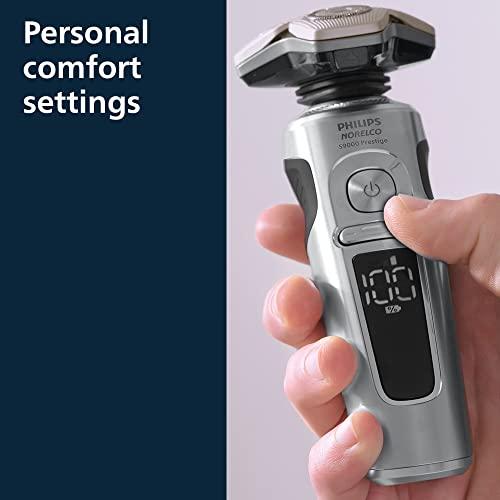Philips Norelco Philips Norelco Shaver Series 9000 Prestige, Wet and Dry Electric Shaver, Lift & Cut Shaving System, SenseIQ Technology, Precision Trimmer, Cleaning Pod, Premium Pouch, Black Matte, Model SP9840/90