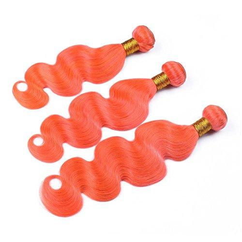 Tony beauty hair Tony Beauty Hair Indian Virgin Hair Wefts Pure Orange with Ear to Ear Frontal Body Wave Wavy Orange Human Hair Weaves 3 Bundle Deals with 13x4 Lace Frontal Closure 4Pcs Lot (10 10 10+10)