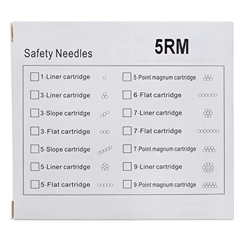 boermeize Disposable Cartridge Needles 5RM Curved Magnum Sterilized Needles 20Pcs Tattoo Needles Eyebrow Lip Eyeliner Permanent Makeup for Tattoo Machine