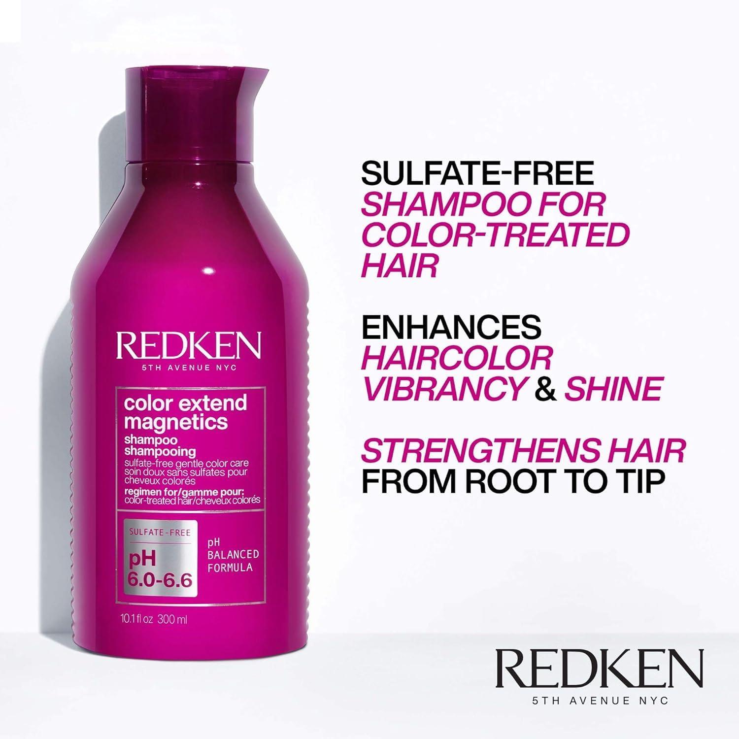 REDKEN Redken Color Extend Magnetics Shampoo | For Color-Treated Hair | Gently Cleanses & Protects Color | With Amino Acid | Sulfate-Free | 10.1 Fl Oz (Pack of 1)