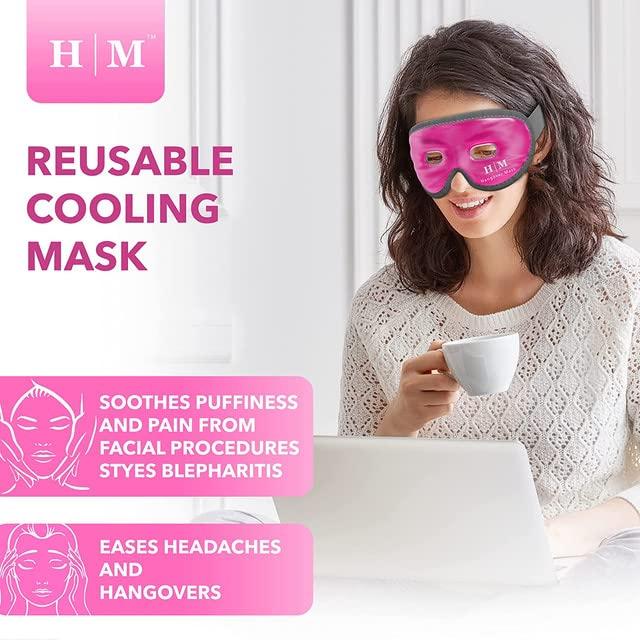 H M Hangover Mask Cooling Eye Mask -HM Mask- Reusable Gel Eye Mask Cold Pack -Our Ice Eye Mask Soothes Puffy Eyes, Dark Circles & Hangovers- Relieve Your Headaches & Sinus Pain With Cold Eye Mask & Eye Gel Mask Therapy