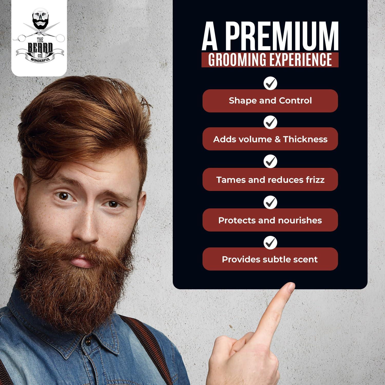 The Beard and The Wonderful Moustache and Beard Wax 30ml Facial Hair Growth with Moisture Resistant Feature Ideal Beard Styling for Men with All Natural Ingredients, Strong Hold, & Unscented Wax