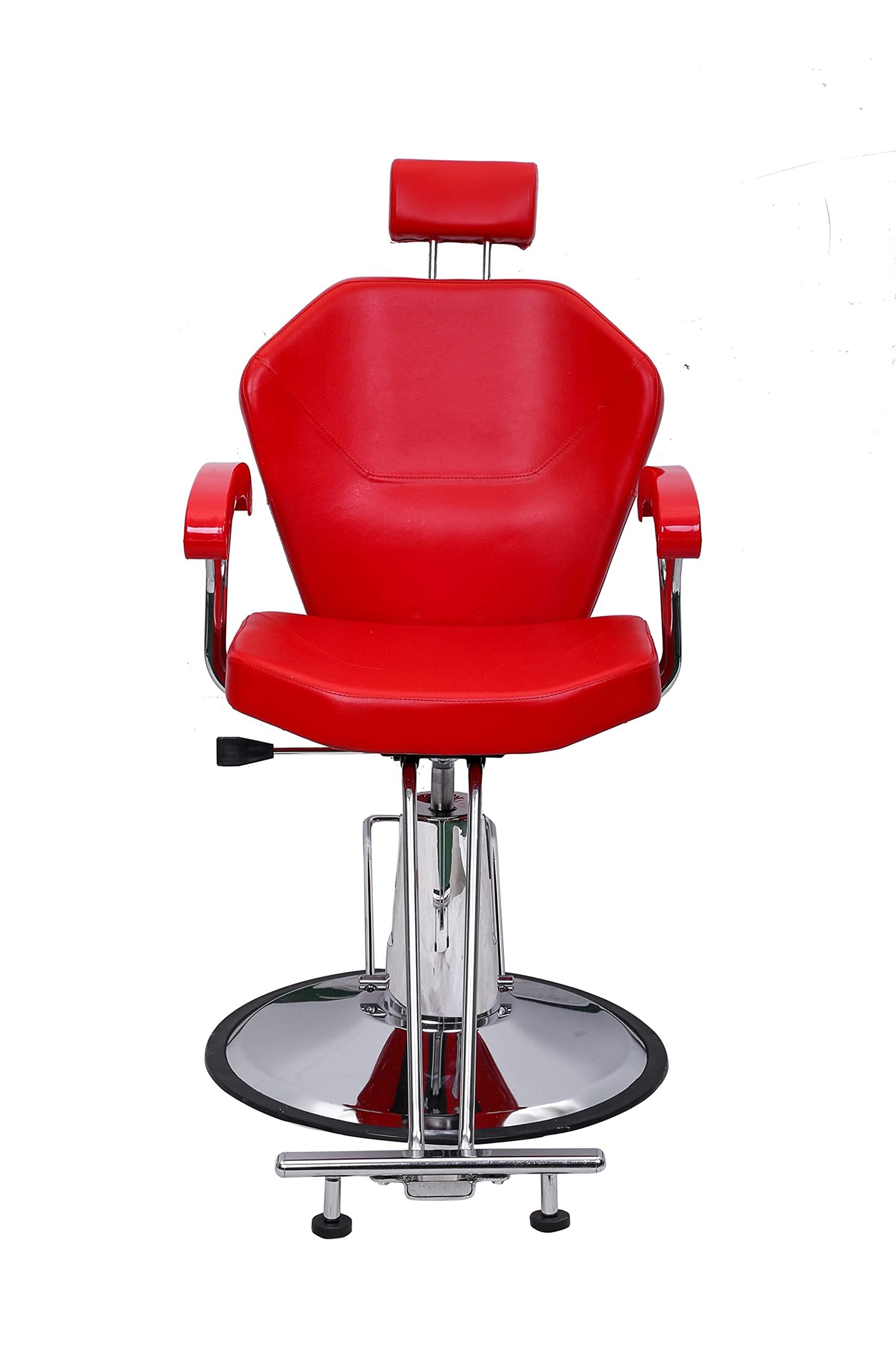 beautylife Barber Chair Reclining Salon Chair HydraulicStyling Chair with Movable Headrest for Salon Barber Shop Red