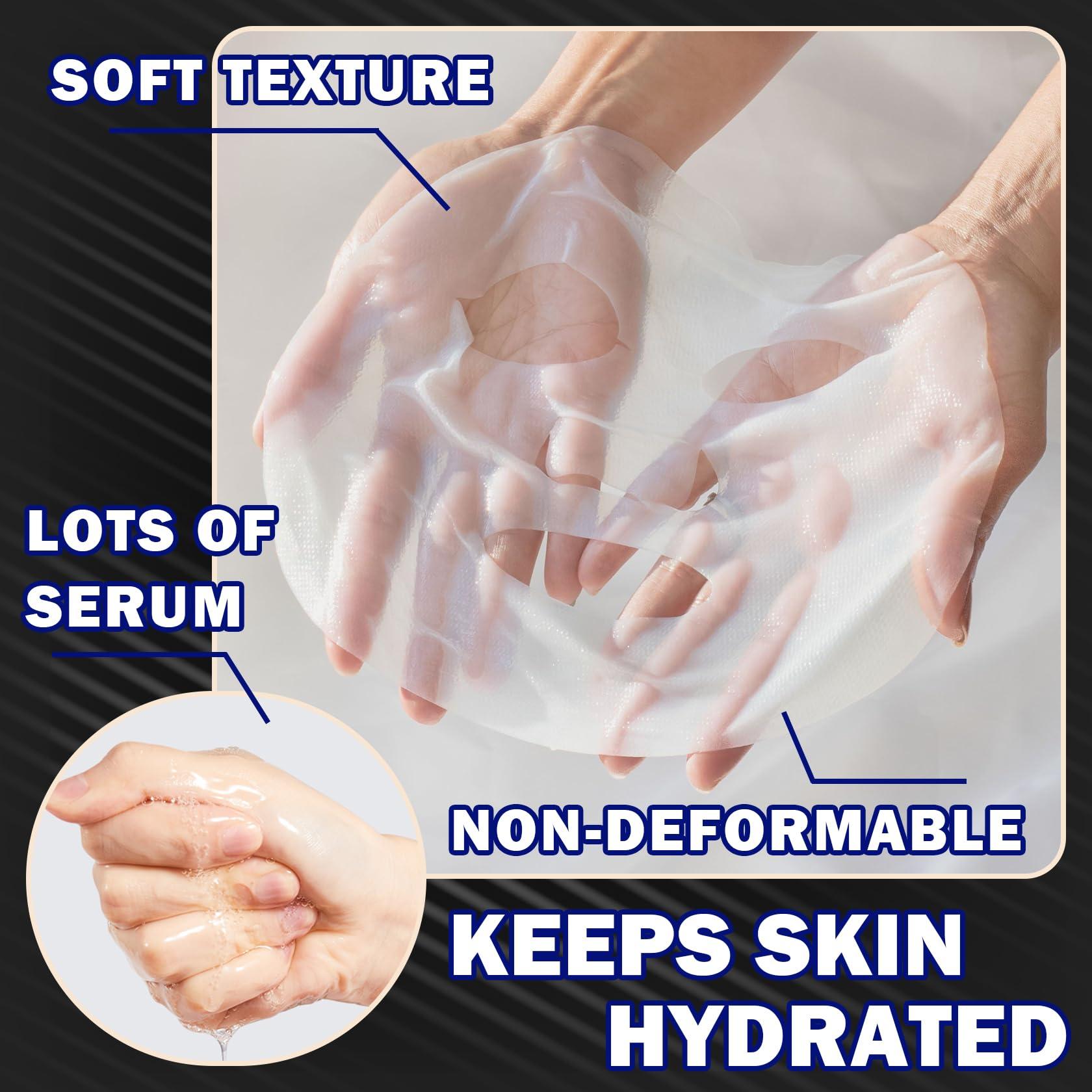 Fusang 5 Pcs Mens Facial Sheet Mask,Hydrating Face Masks Skincare Gift Set for Men,Moisturizing Soothing Facial Masks,Easy to Use & Nourishing Face Mask Skin Care Set