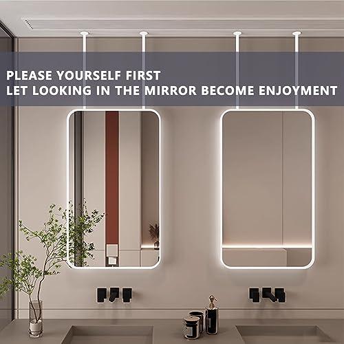 Gaommini Gaommini Ceiling Mounted Hanging Mirror Square with White Metal Frame and Double Boom, Bathroom Mirrors Large Rectangle Mirror for Vanity Makeup Shaving (Size : 40cmx60cm)