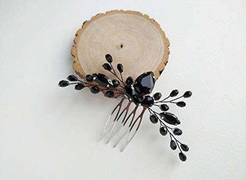BERYUAN BERYUAN Women Rhinestone Onyx Black Teardrop Small Hair Comb Bridal Wedding Hair Accessory Crystal Gift for Her Party Headpiece