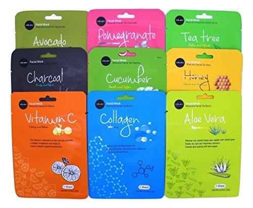 Celavi Cosmetics Celavi Essence Facial Mask Paper Sheet Korea Skin Care Moisturizing 12 Pack (Avocado)