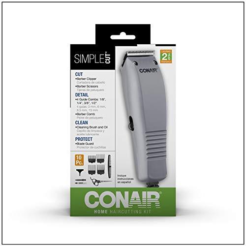 Conair ConairMAN Simple Cut, Hair Clippers for Men, 10-piece Home Hair Cutting Kit