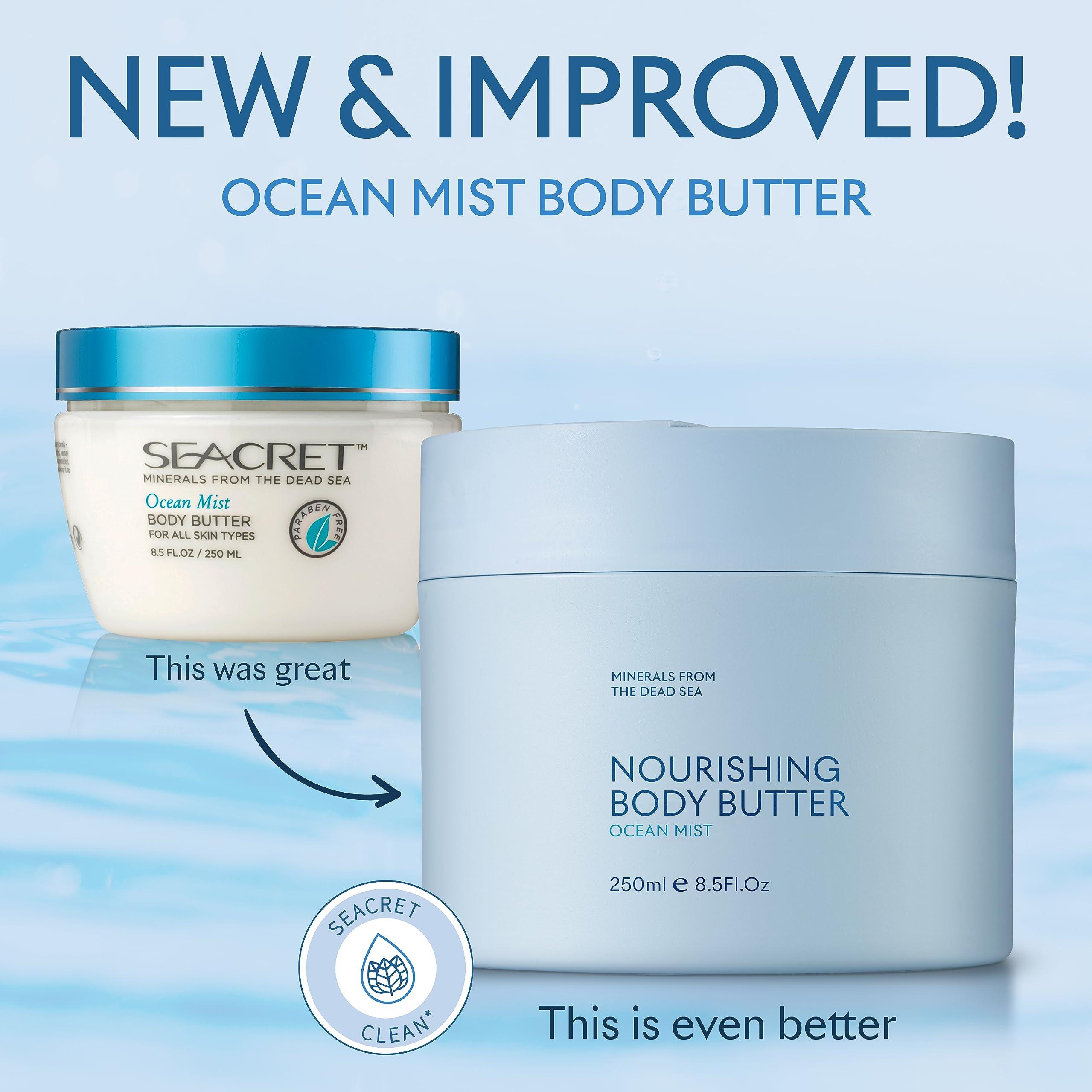 SEACRET SEACRET OCEAN MIST BODY BUTTER: Hydrating Body Moisturizer Cream with Shea and Cocoa Butter, Vitamins E & C, and Dead Sea Minerals for All Skin Types, 8.5 FL. OZ, Ocean Mist