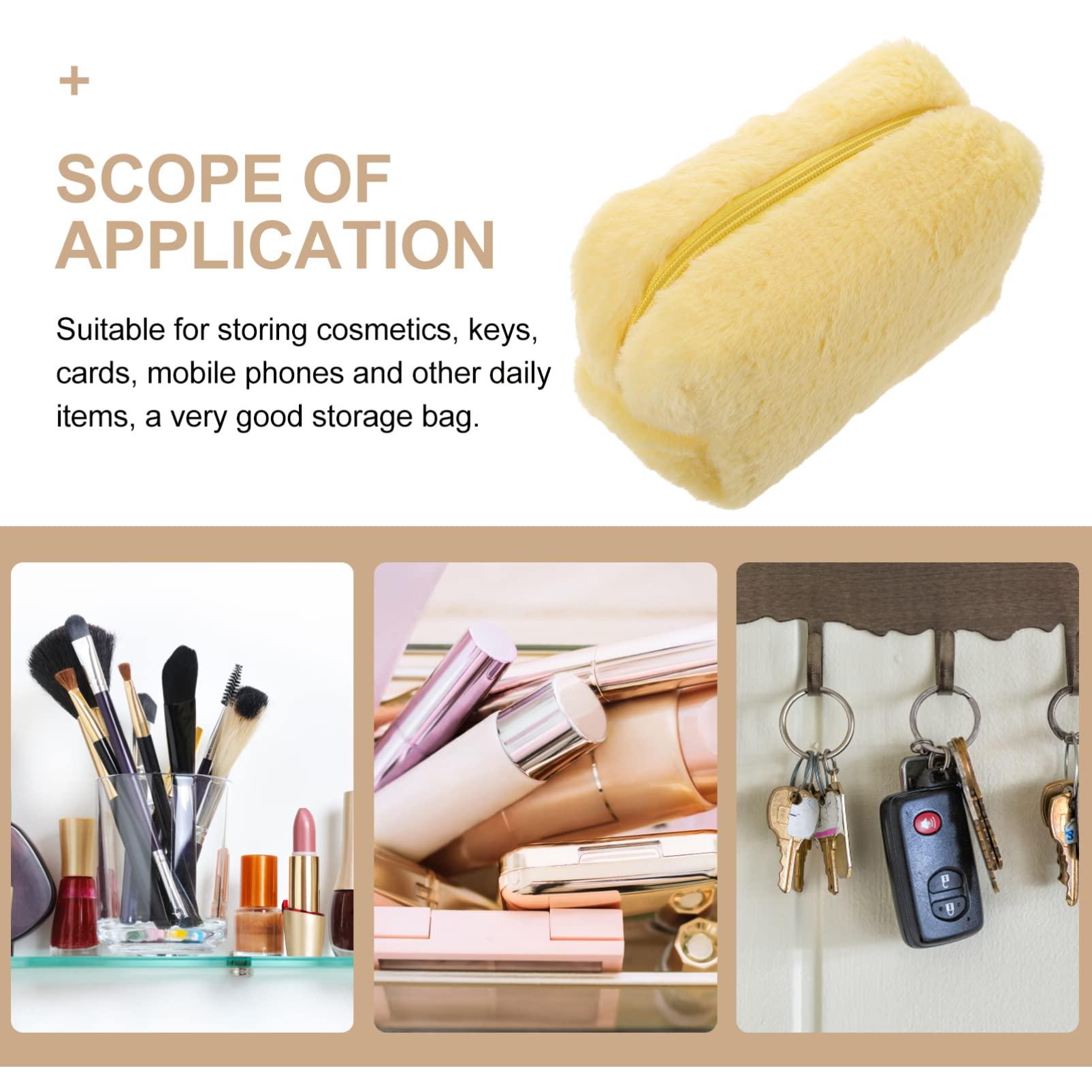 OEIPSMK OEIPSMK Plush Cosmetic Bag Cloth Makeup Bag Plush Skincare Bag Furry Fuzzy Makeup Bag Makeover Bag Make up Bags for Women Wide-open Pouch Cosmetic Pouch Skin Care Bag Small Travel