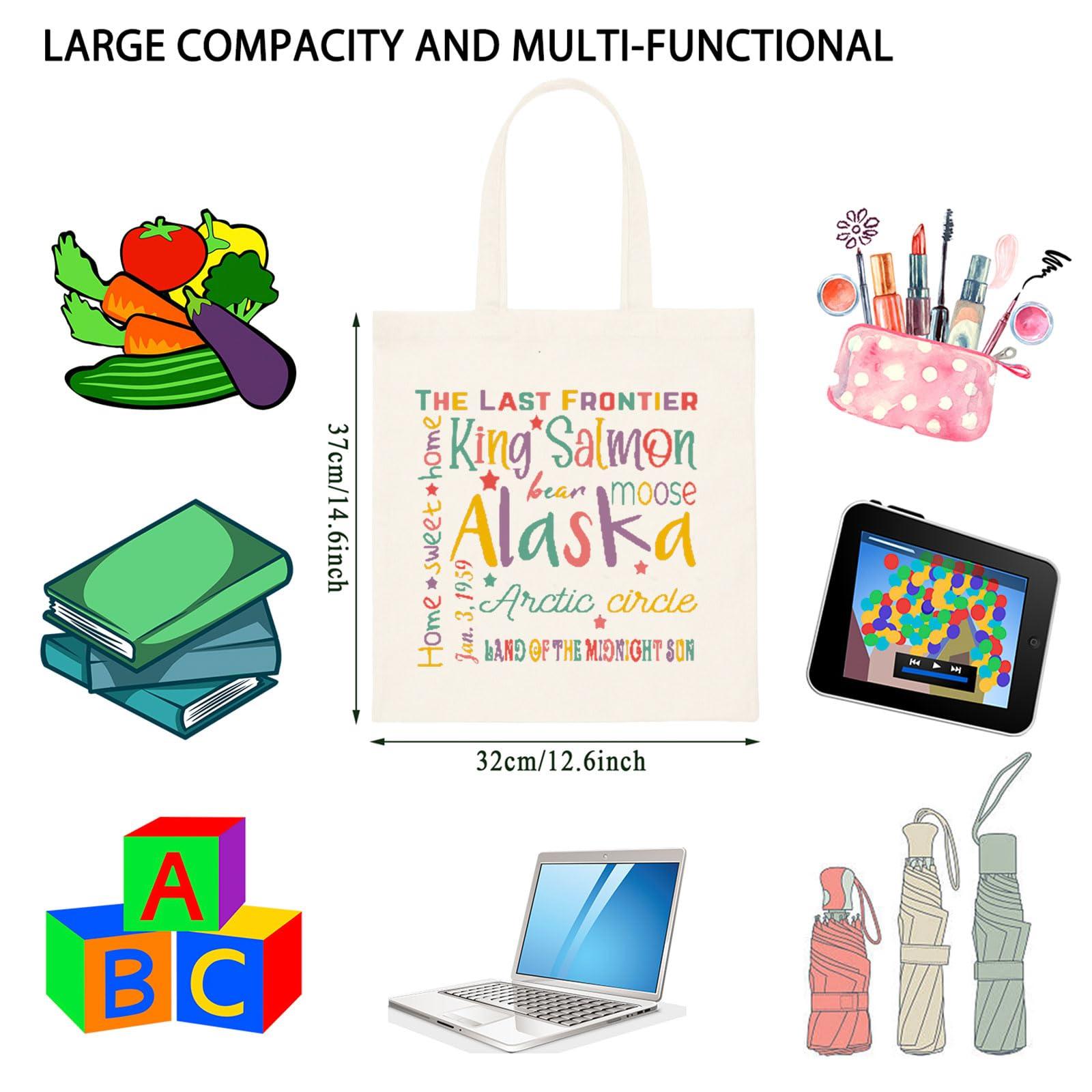 TSOTMO TSOTMO Alaska Trip Activities Canvas Shopping Bag Alaska Vacation Entertainment Alaska Cruise Gift for Mother (bear Alaska tote)