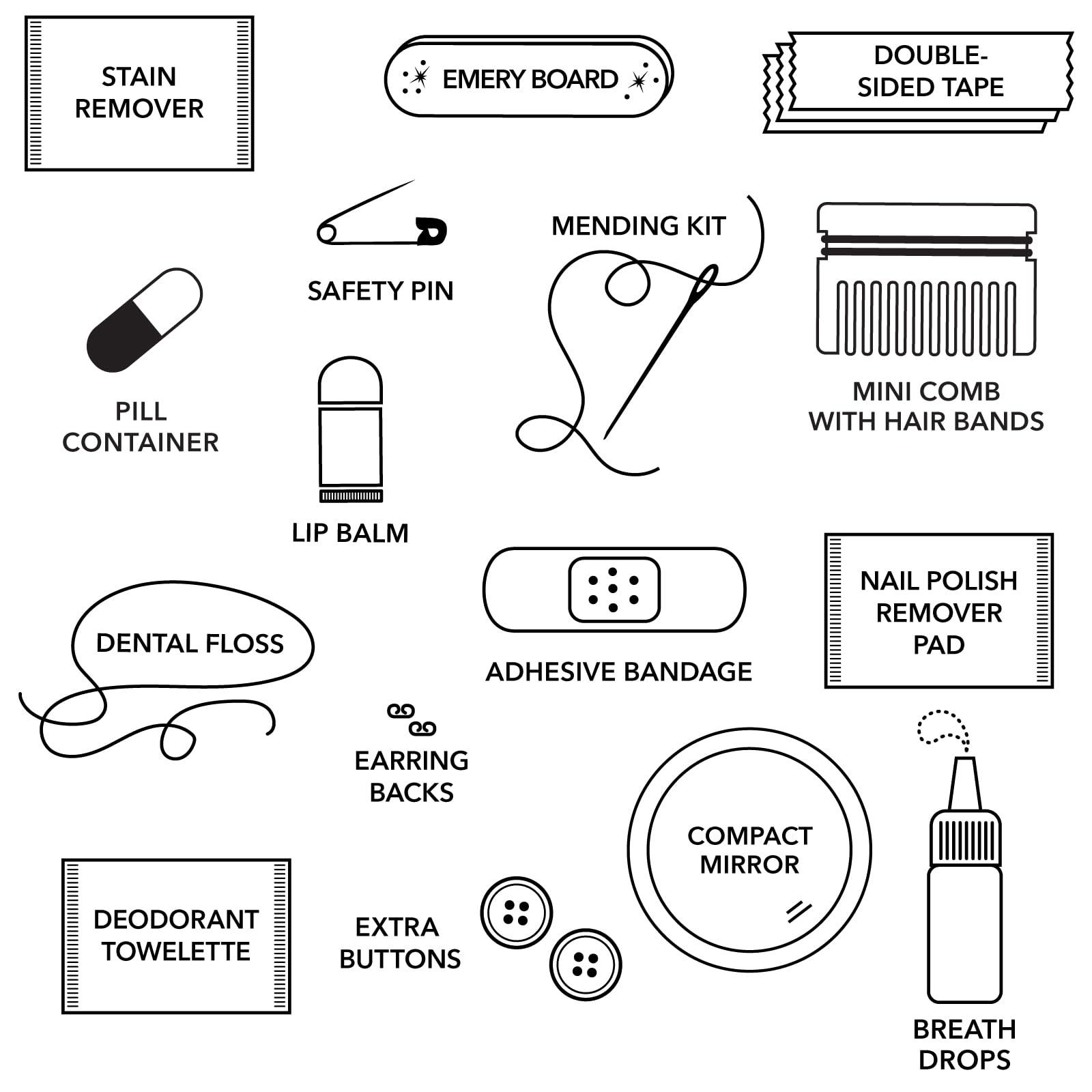 Pinch Provisions Pinch Provisions Silver Puffer Minimergency Kit, Includes 17 Travel-Sized Cosmetic Essentials, Convenient for Purses, Emergency Beauty Accessories, Gifts for Holidays & Birthdays