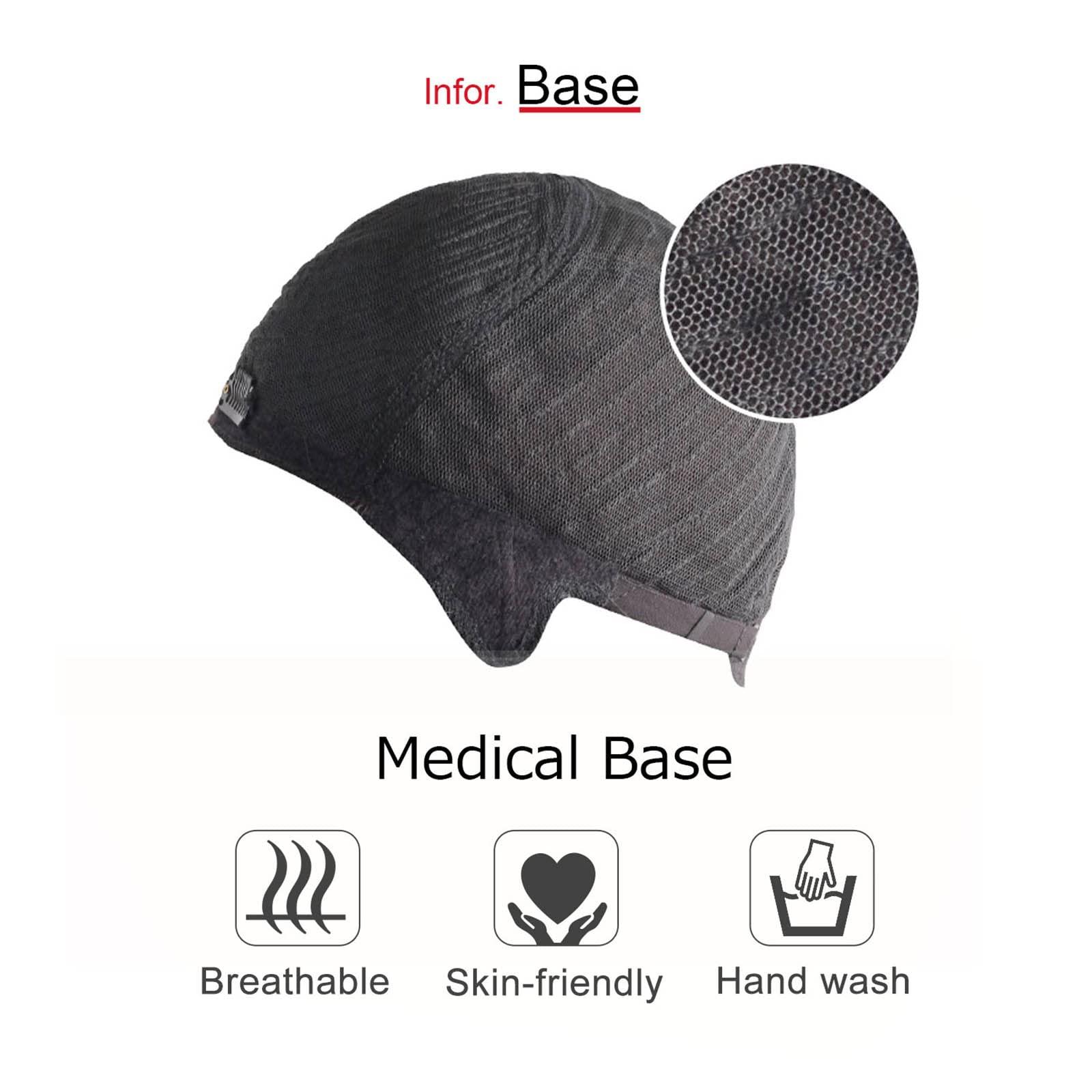 igennki igennki Short Casual Bob Wig with Bangs for Asian Young Women (Human Hair Blend+Medical Base, 3 Dark Brown)