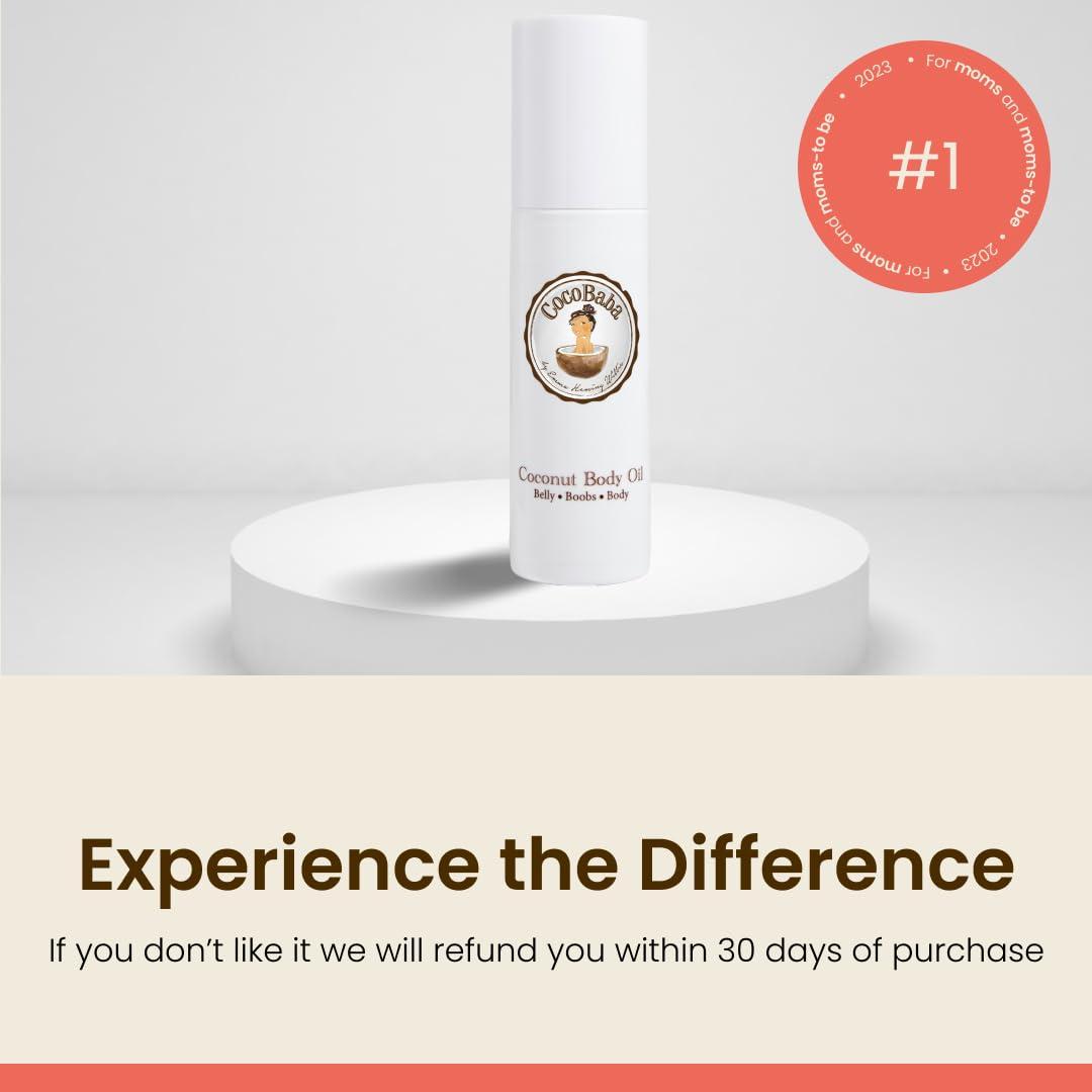 COCOBABA BY EMMA HEMING WILLIS Coconut Stretch Mark Oil (4oz) | Non Greasy | Belly Oil for Pregnancy | Paraben-Free | Pregnancy Stretch Mark Prevention | Stretch Marks Cream | Belly Oil for Pregnancy Prevent Stretch Marks