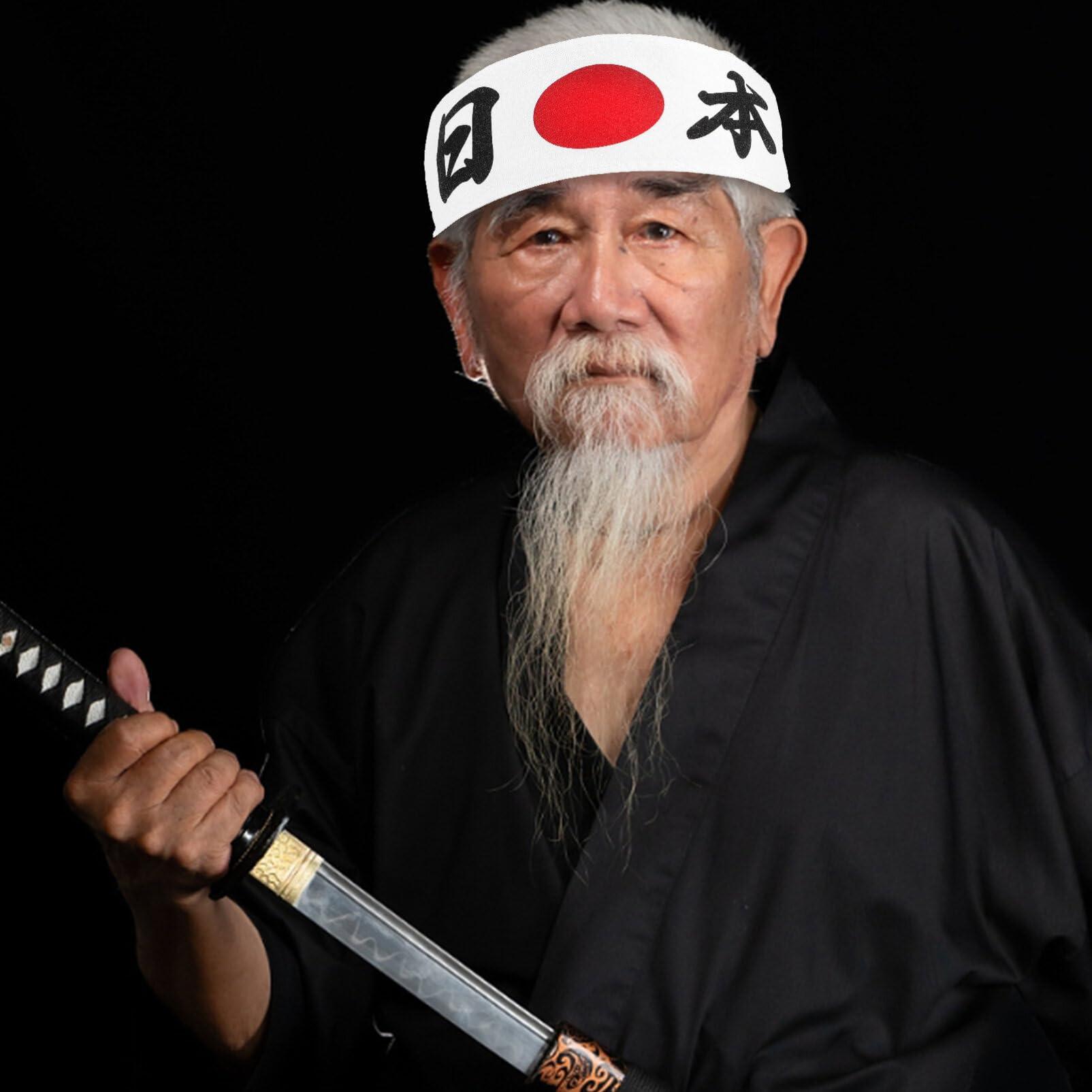 Gadpiparty Gadpiparty 2pcs Sushi Hair Ties Headband Decor Japanese Chef Costume Head Band Samurai Hat Chef Accessory Karate Supply Chef Supply Karate Head Strap Kimono Cooking Fitness Fabric