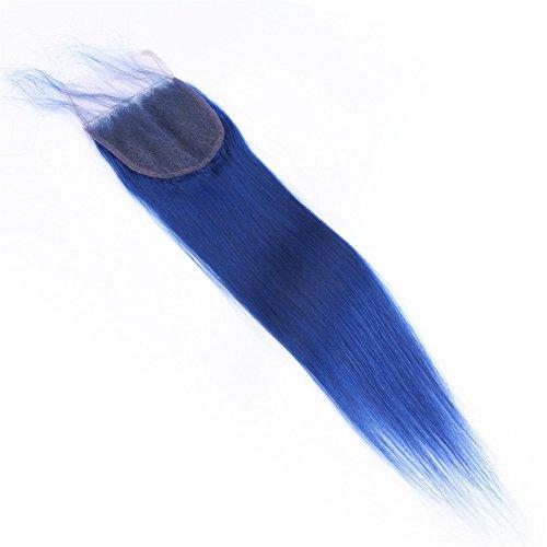Tony beauty hair Tony Beauty Hair Dark Blue Brazilian Straight Weaves Human Hair 4 Bundles and Closure Pure Blue Virgin Hair Closure with Bundles Navy Blue Hair Extensions with Lace Closure (12 12 12 12 with 10)