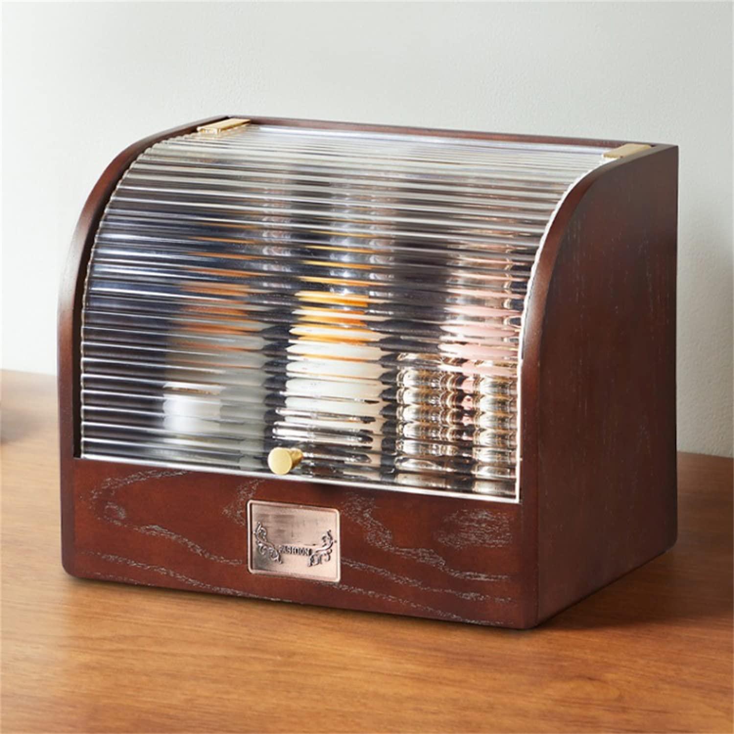 vijian Retro Cosmetic Storage Box Makeup Organizer, Wooden Cosmetic Display Case, Waterproof And Dustproof Lid, Desktop Dressing Table Skin Care Product Rack