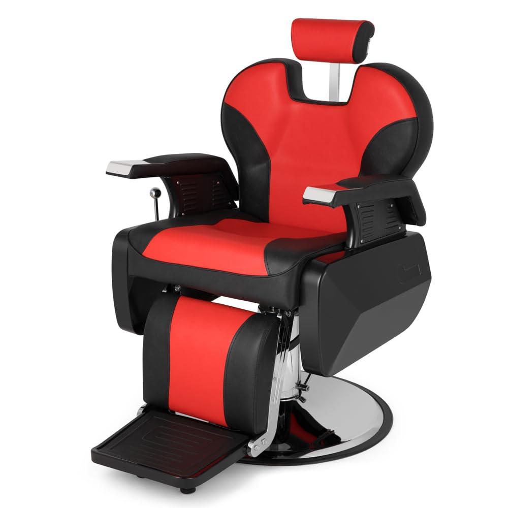 HopeHope Barber Chairs for Barbershop Barber Chairs Reclining Barber Chair Salon Chair for Salon Equipment Tattoo Chair Black,Beauty Chair Artist,Salon Chair Red and Black (110 x 72 x 95-110.5) cm (L x W x H)