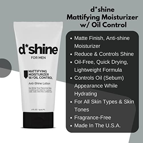 d*shine Mattifying Moisturizer For Men with Oil Control - Matte Finish Anti-shine Lotion - Oil Free Mattifying Face Moisturizer - 8 Hr Mattifying Moisturizer - Light, Quick Absorb, Non-Greasy Facial Lotion