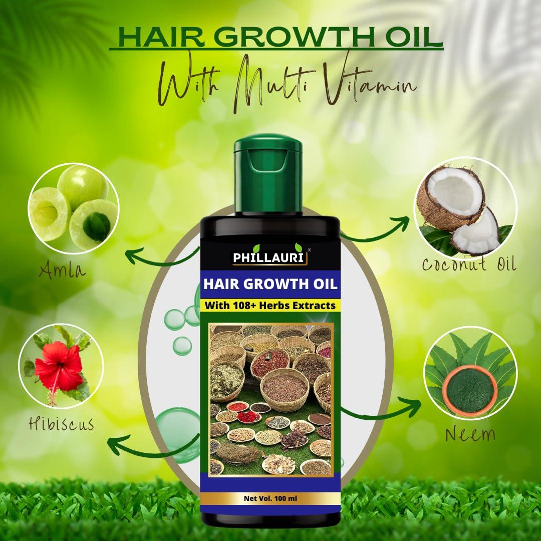 Phillauri Original Adivasi Herbal Hair Oil - 2 Pack for Hair Growth and Hair Fall Control, with 101 Rare Herbs, Unscented, 6.76 Fl Oz each, Unisex