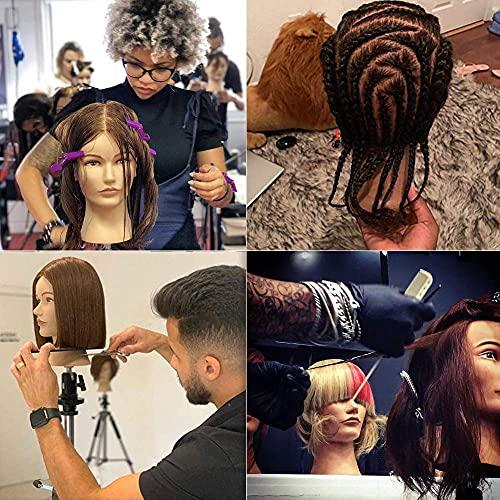 Amethyst Mannequin Head with Human Hair Manikin Head 16 inch 100% Real Hair Doll Head for Hair Styling Salon Training Head Cosmetology Braiding Practice Mannequin Manikin Head Hairdresser (16 Inches)