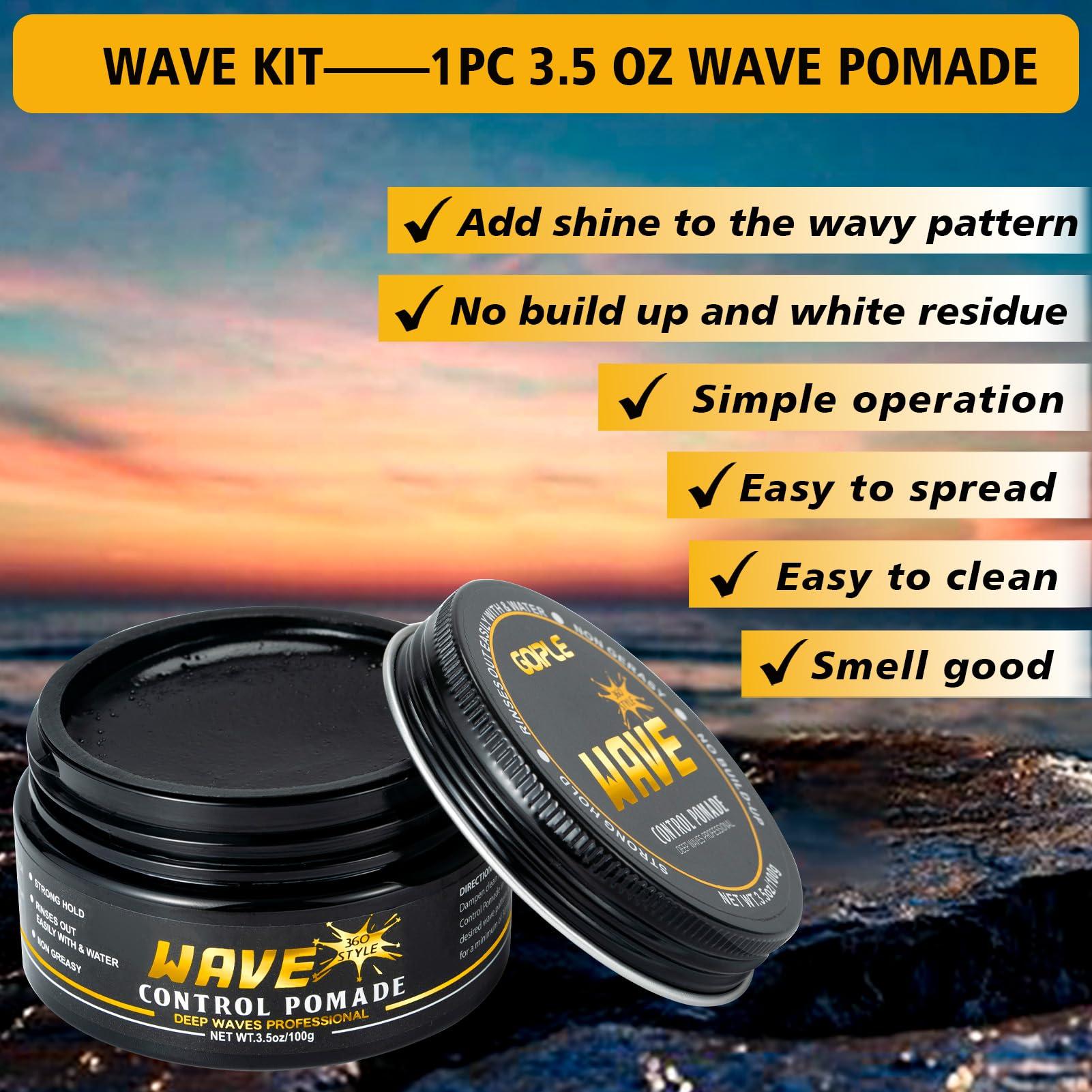 Goiple 360 Waves Wash Shampoo -Wave Shampoo for Black Men 360 Wave Shampoo Hydration Shampoo Enhance Waves Shampoo Strenghtens Hair Promote Growth Wave Shampoo Easy Wash 360 Wave Training Wave Pomade Set