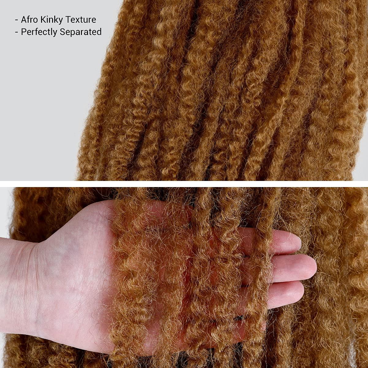 GLAM21USA AU-THEN-TIC Marley Hair 4 Packs 18 Inch Marely Twist Braiding Hair long Afro Twist Braiding Hair for Locs, Crochet Braid KANEKALON Fiber Hair Extensions (18 Inch (Pack of 4), 27-Strawberry Blonde)