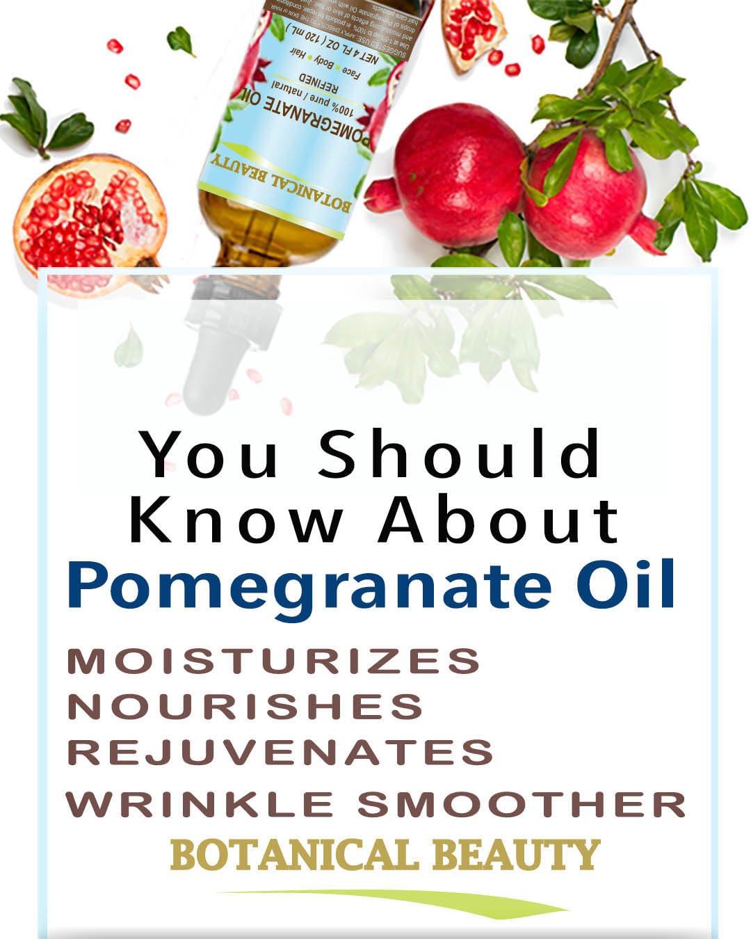 Botanical Beauty POMEGRANATE OIL 100% Pure Natural Refined Cold-pressed Carrier oil 4 Fl oz 120 ml for Face, Skin, Body, Hair, Lip, Nails. Rich in vitamin C by Botanical Beauty