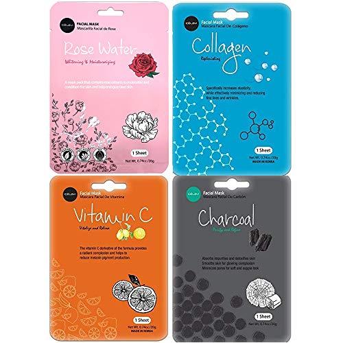 Celavi Cosmetics celavi Face Mask Set Korean Beauty Essence Facial Paper Sheet Mask Korea Skin Care Moisturizing 4 Packs of each 12 New flavors K-Beauty Skincare 48 masks in a pack Made in Korea